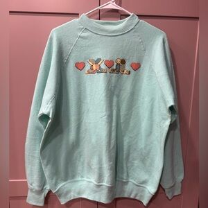 Vintage Bassett Walker Sweater Girls and Heart Print